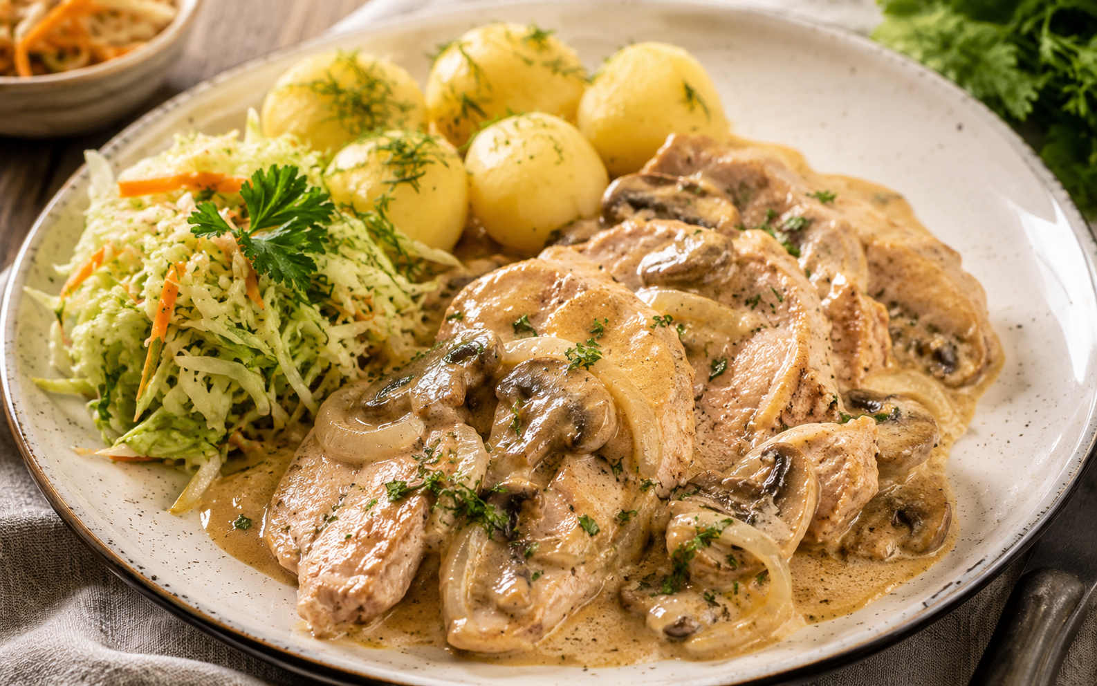 Schab w sosie musztardowo-serowym
