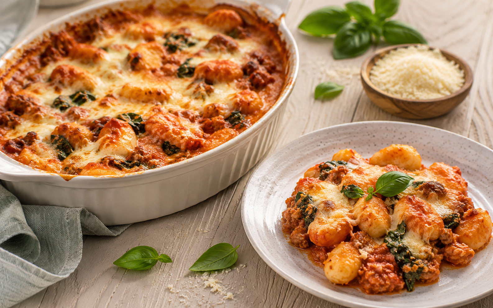 Zapiekane gnocchi z mięsem mielonym i mozzarellą